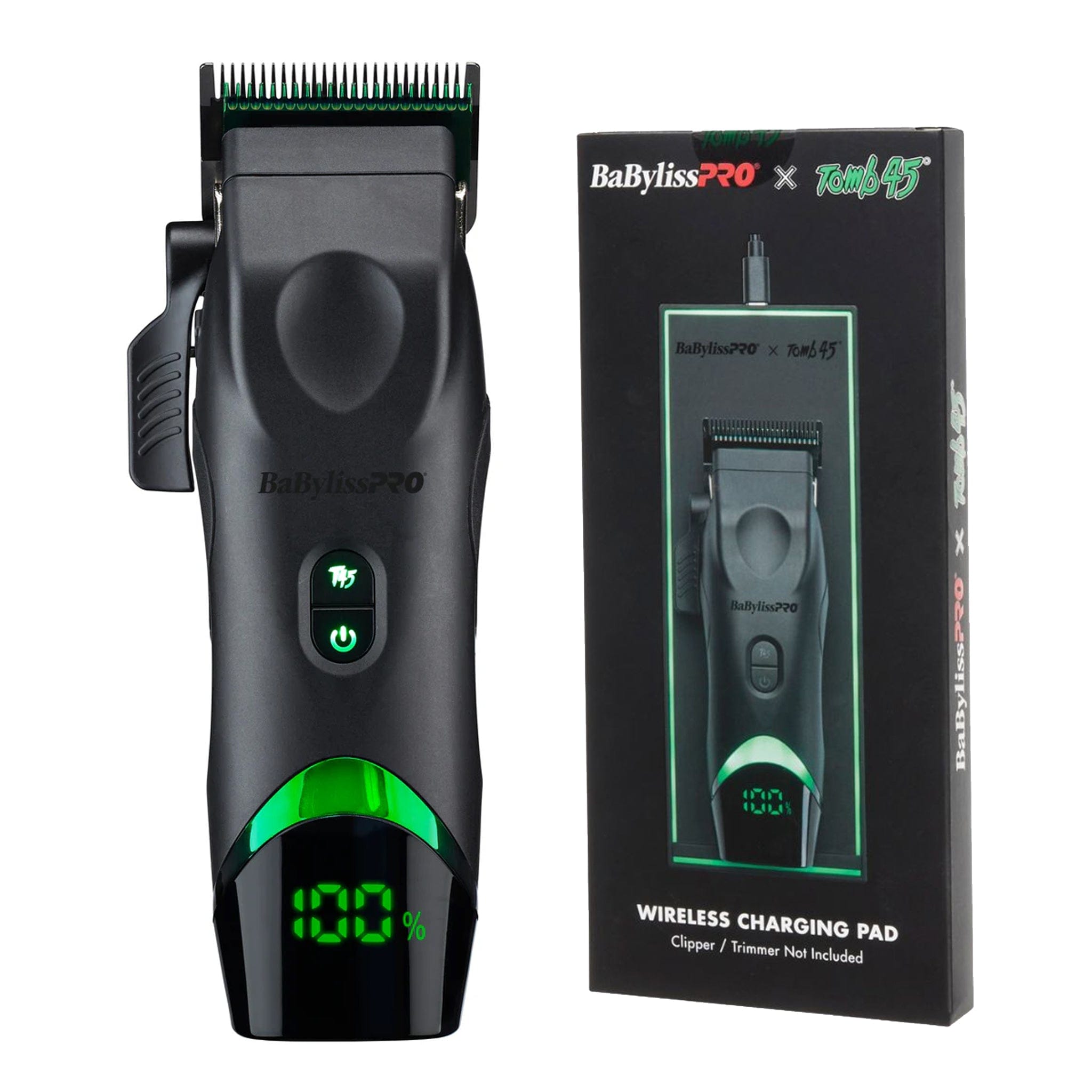 BaBylissPRO x Tomb45 Clipper (FXT45C) with Wireless-Charging Mat (FXT45MAT) Curl N Comb
